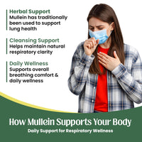 NEO-NUTRITION Mullein Leaf Extract for Lungs | High Strength 5000mg Mullein 10:1 Extract, Lung Support & Respiratory Health | Detoxification Aid & Cleansing Support Supplement - 60 Capsules