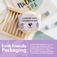 Lavender Lime Hair Conditioner Bar, Natural Hair Care Bar for Frizzy Hair, Vegan Hair Bars, Plastic-Free, No Chemicals & Preservatives, Up to 80 Washes, 60g - The Natural Spa