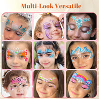Mikloven Rainbow Face Paint Palette with 6 Vibrant Striped Colours on Square Sponge - Water Based, Washable & Safe for Kids Party, Festival, Cosplay, Carnival, Birthday, Creative Makeup & Face Art Design