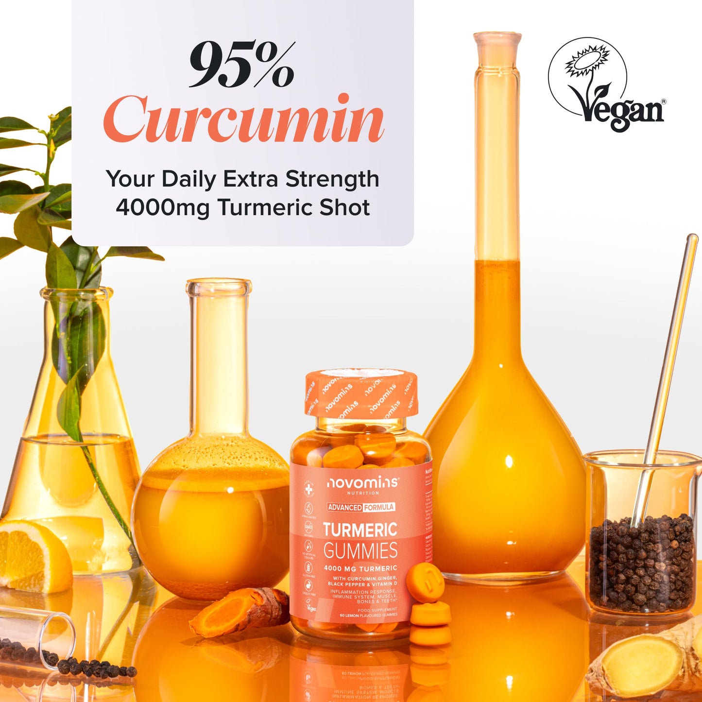 novomins Turmeric Gummies 4000mg | Curcumin & Black Pepper | Novomins