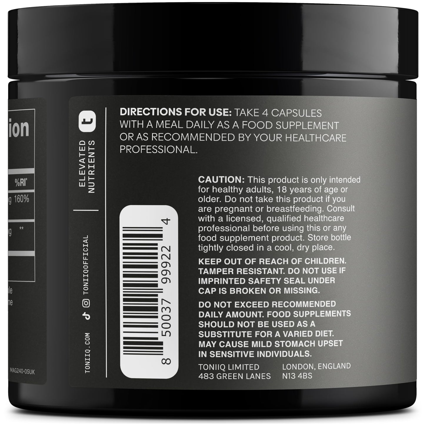 Toniiq 3000mg High Strength Magnesium Glycinate Supplements - 20% Purified to Contain 600mg of Elemental Magnesium
