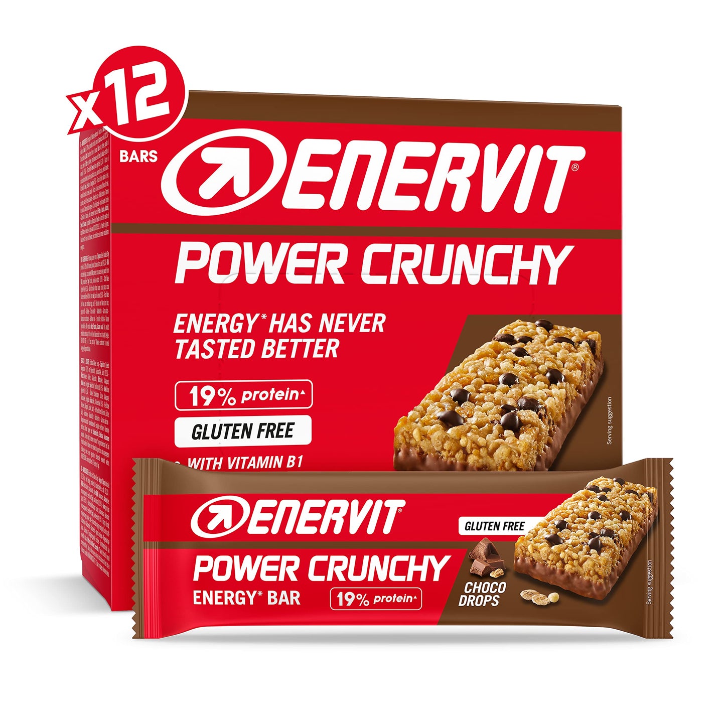 Enervit Power Crunchy Energy Bar (Choco Drops, 12 x 40g)