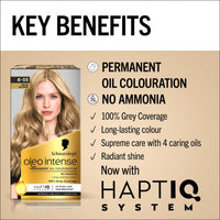 Schwarzkopf Oleo Intense Permanent Oil Colour 8-05 Beige Blonde Hair Dye, Perfect Grey Coverage, Conditioner with HaptIQ System, Long-Lasting Colour, Ammonia Free Hair Dye