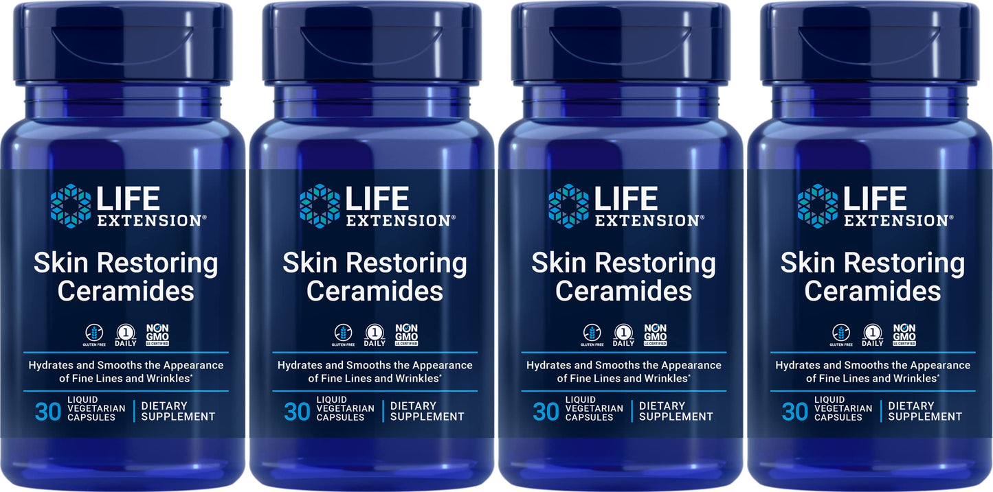 Life Extension Skin Restoring Ceramides, 30 ct (Pack of 4)