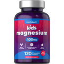 Magnesium Tablets for Kids | 100mg | 120 Chewable Tablets | Berry Flavour Vegan Supplement | Psychological Function | by Horbaach