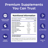 Purolabs Vitamin B Complex High Strength – High Strength VIT B Complex with 8 Essential B Vitamins – Methylated Folate & B12 Supplements with Vitamin B6 and B12 – 60 Vegan Capsules – Made in UK