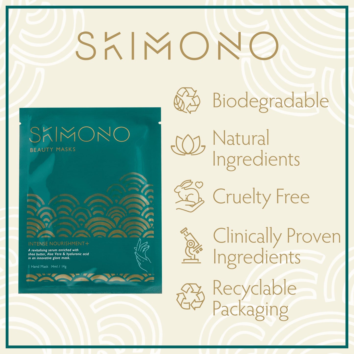 SKIMONO Skimono Hydrating Hand Mask Gloves for Dry Hands Repair (4 Pairs) - Moisturising Hand Treatment Gloves with Shea Butter, Collagen, Aloe Vera & Hyaluronic Acid - Spa Gloves for Soft, Smooth Skin