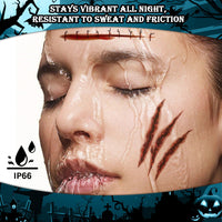 AUXHCYL Halloween Tattoos(9 Sheets),Scar Tattoos Stickers with Fake Scab Blood,Zombie Makeup Halloween Face Stickers,Temporary Tattoos For Men Women