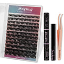 Mayhug MayHug Cluster Lashes 3D Wispy Cluster Lashes Kit Waterproof Lash Clusters 8-18MM C Curl Lashes Cluster 144Pcs Individual Eyelashes Kit with Remover, Bond and Seal (Prism, 4 In 1)
