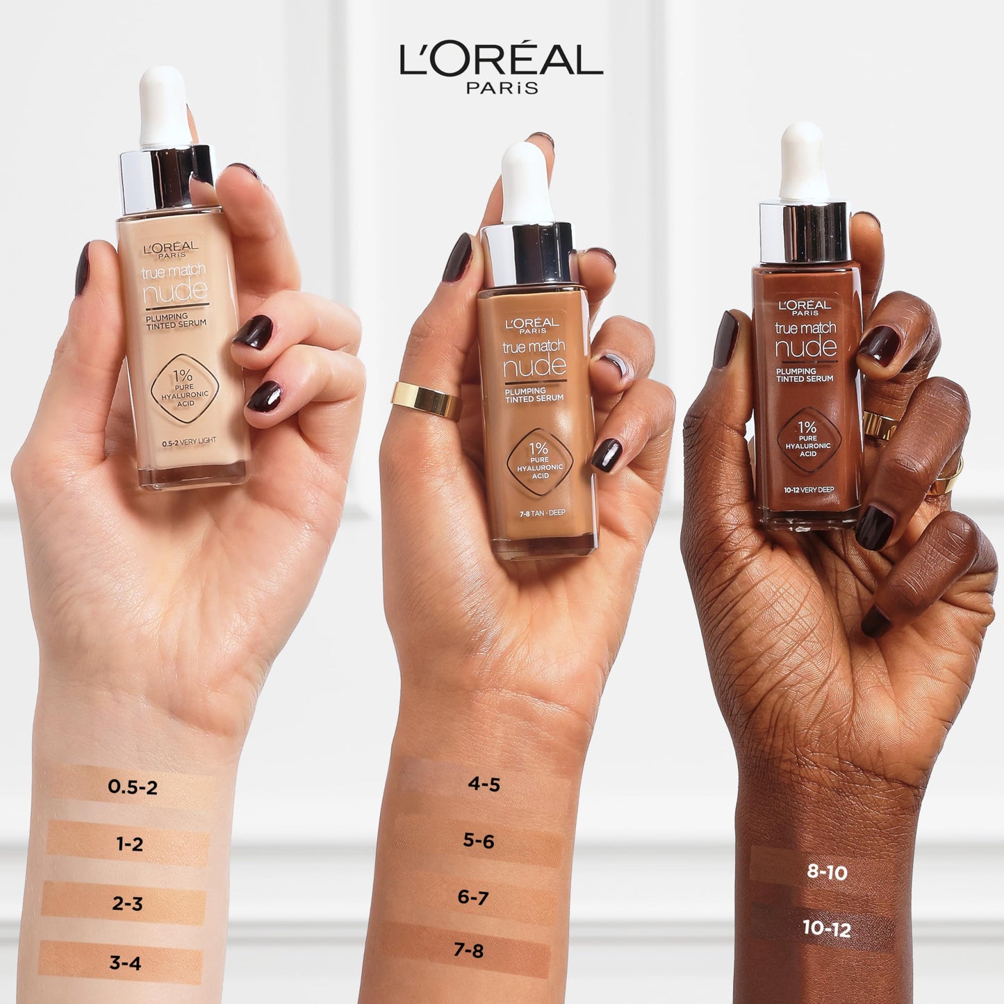 L'Oreal Paris L'Oréal Paris Nude Tinted Serum for Face, Plumping and Hydrating Face Makeup, 1 Percent Pure Hyaluronic Acid, Nude Foundation to Cover, Replumps and Hydrates Skin in One Hour, Shade 4-5 Medium