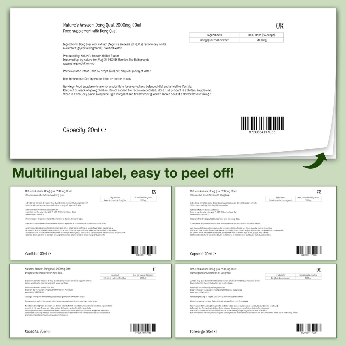 Nature's Answer, Dong Quai Extract, 2000mg, 30ml, Gluten Free, Soy Free, Vegan, Vegetarian, Non-GMO