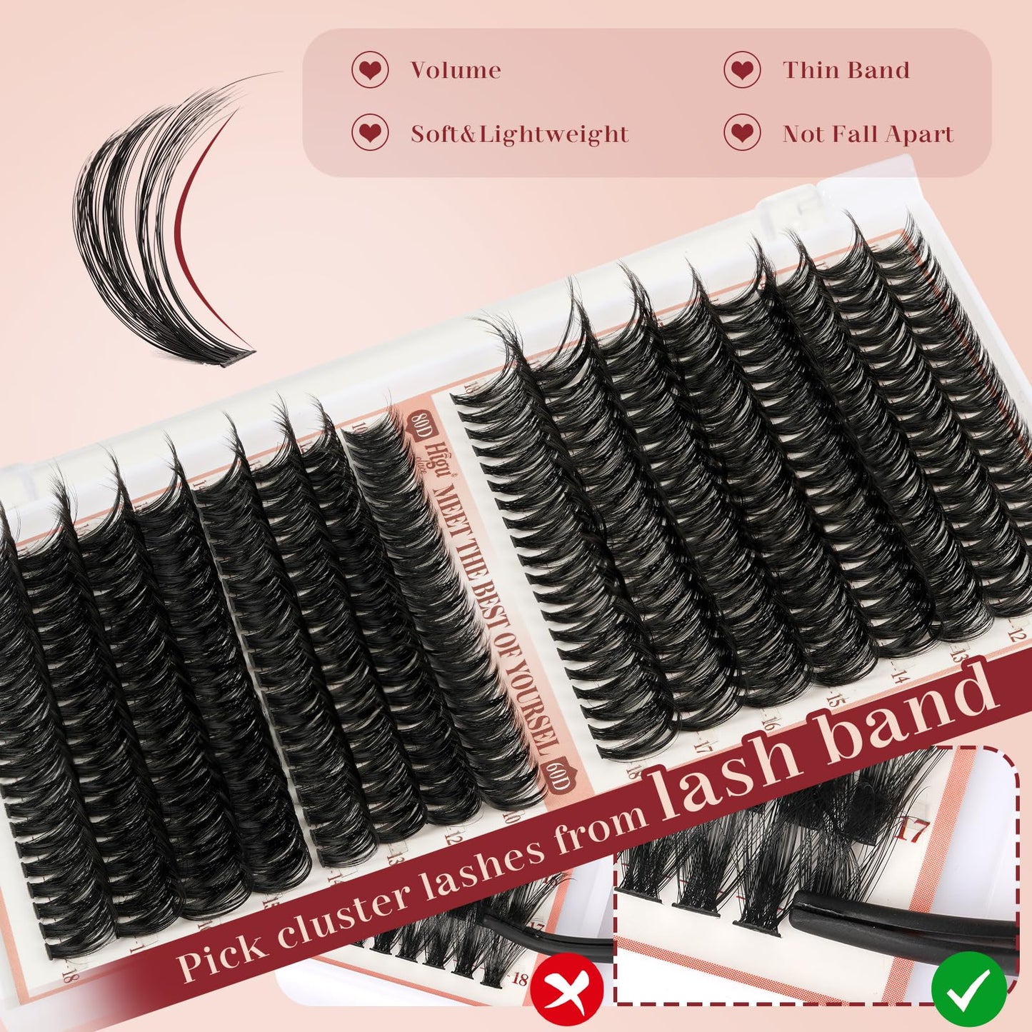 Higu clace Higu Clace Wispy Cluster Lashes Mixed 10-18mm,320PCS Individual Eyelashes, Natural Lash Clusters Cluster Lashes, Eyelash Extensions Easy to Use at Home Eyelashes Clusters (60D+80D V03)