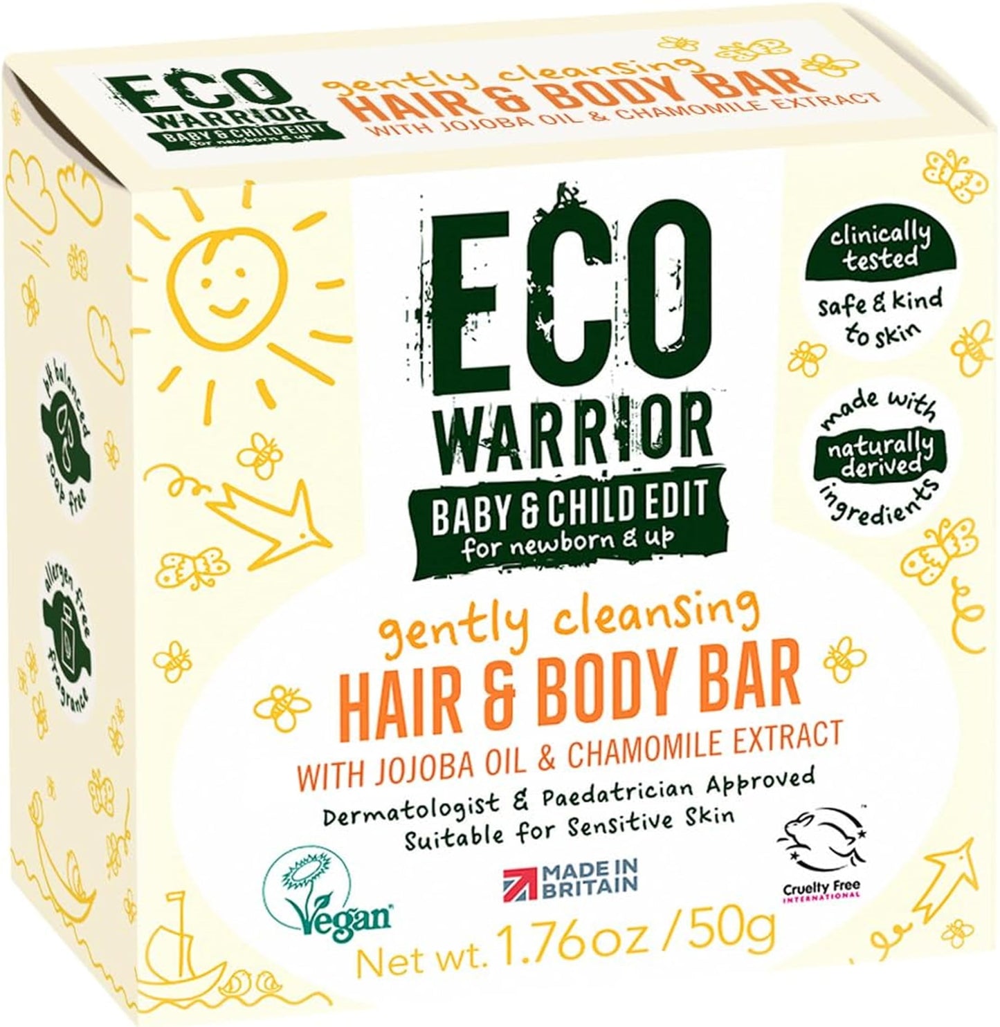 Little Soap Company Eco Warrior Baby & Child 2-in-1 Hair & Body Bar, Orange Blossom, Vegan, 50g