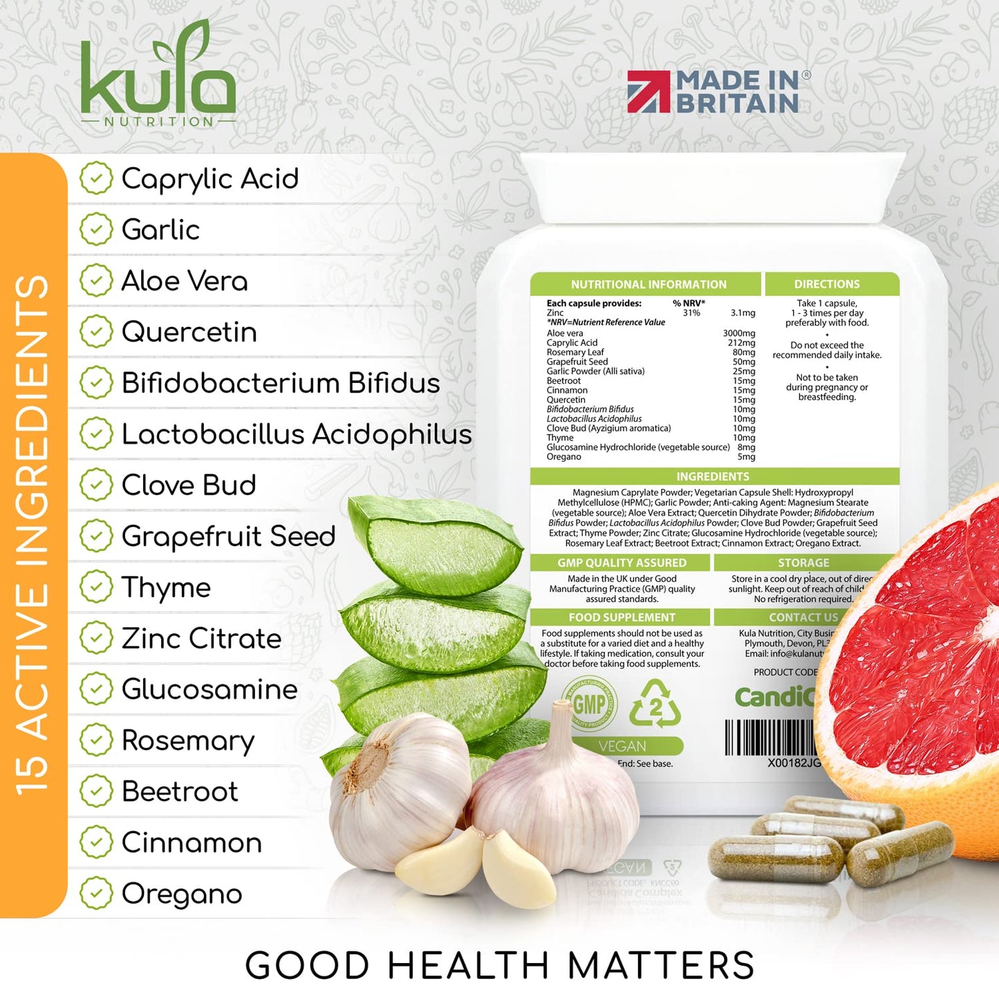 CandiCrush - Candida Cleanse Complex - Herbal Thrush Tablets - Natural Candida Treatment for Women and Men with Probiotic Live Friendly Bacteria for Yeast Infection - 60 Vegan Capsules