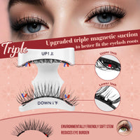 Higu clace Magnetic Eyelash Kit with Applicator, Reusable Magnetic Lashes Set with Clamp, Waterproof No Glue Needed Lashes Easy to Use (Style AN)