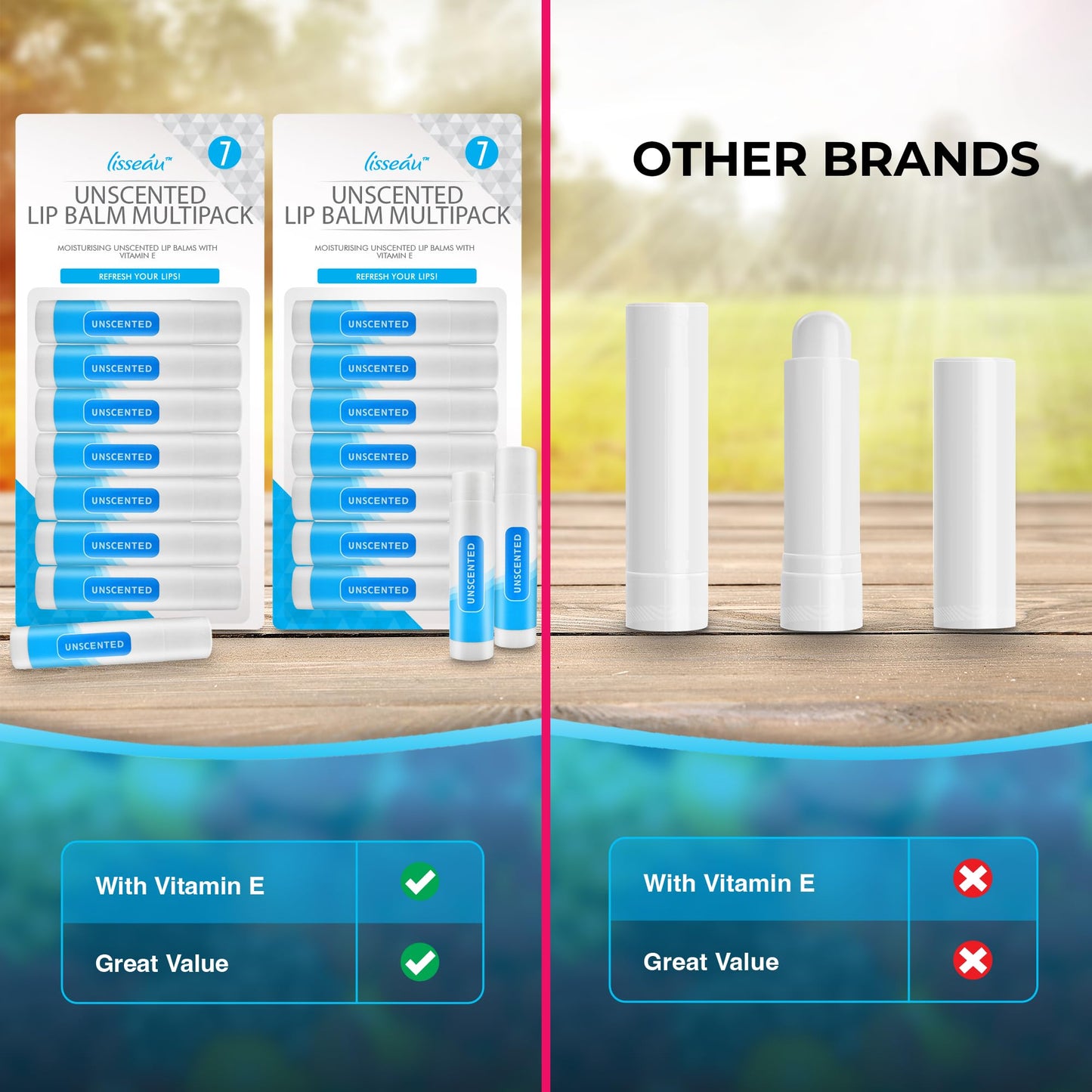 14pk Unscented Lip Balm Multipack | Lip Moisturiser & Hydrating Lip Balm Stick | Lip Care Lip Balms | Original Lipbalm | Natural Lip Repair for Dry Lips Balm With Vitamin E