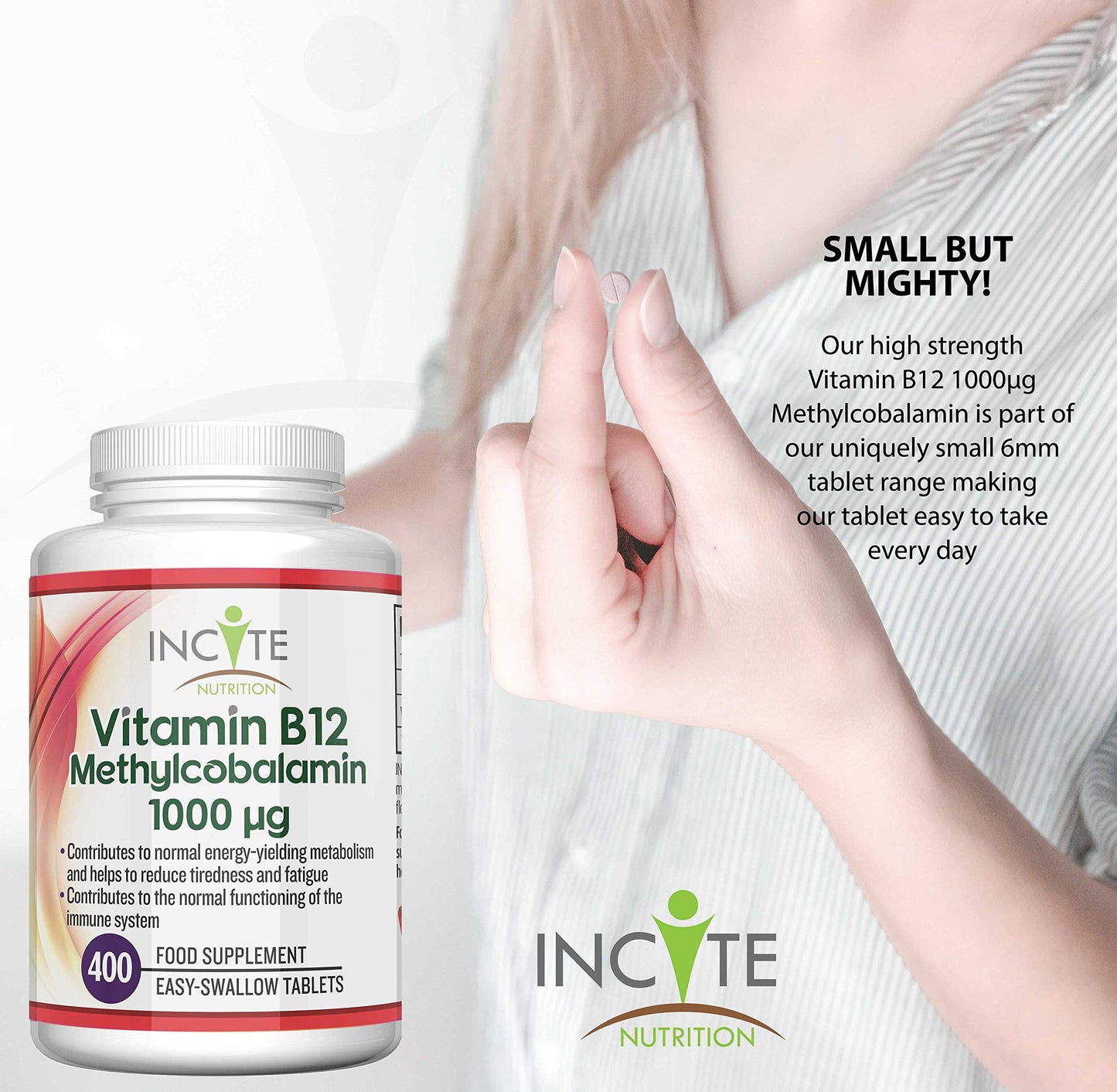 Vitamin B12 1000mcg | Methylcobalamin 400 Easy Swallow Vegan Tablets (12+ Month’s Supply) | High Strength Quality Vitamin B12 | Suitable for Vegetarian (Vitamin B12)