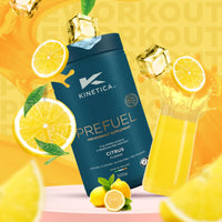 Kinetica Sports Prefuel Pre Workout -Citrus Flavour | 5.7g Amino Acids Blend,2.25g BCAA's & 92mg Caffeine/Serve, 30 Servings/300g| With Essential Vitamins, Minerals|Supports Performance & Energy Boost