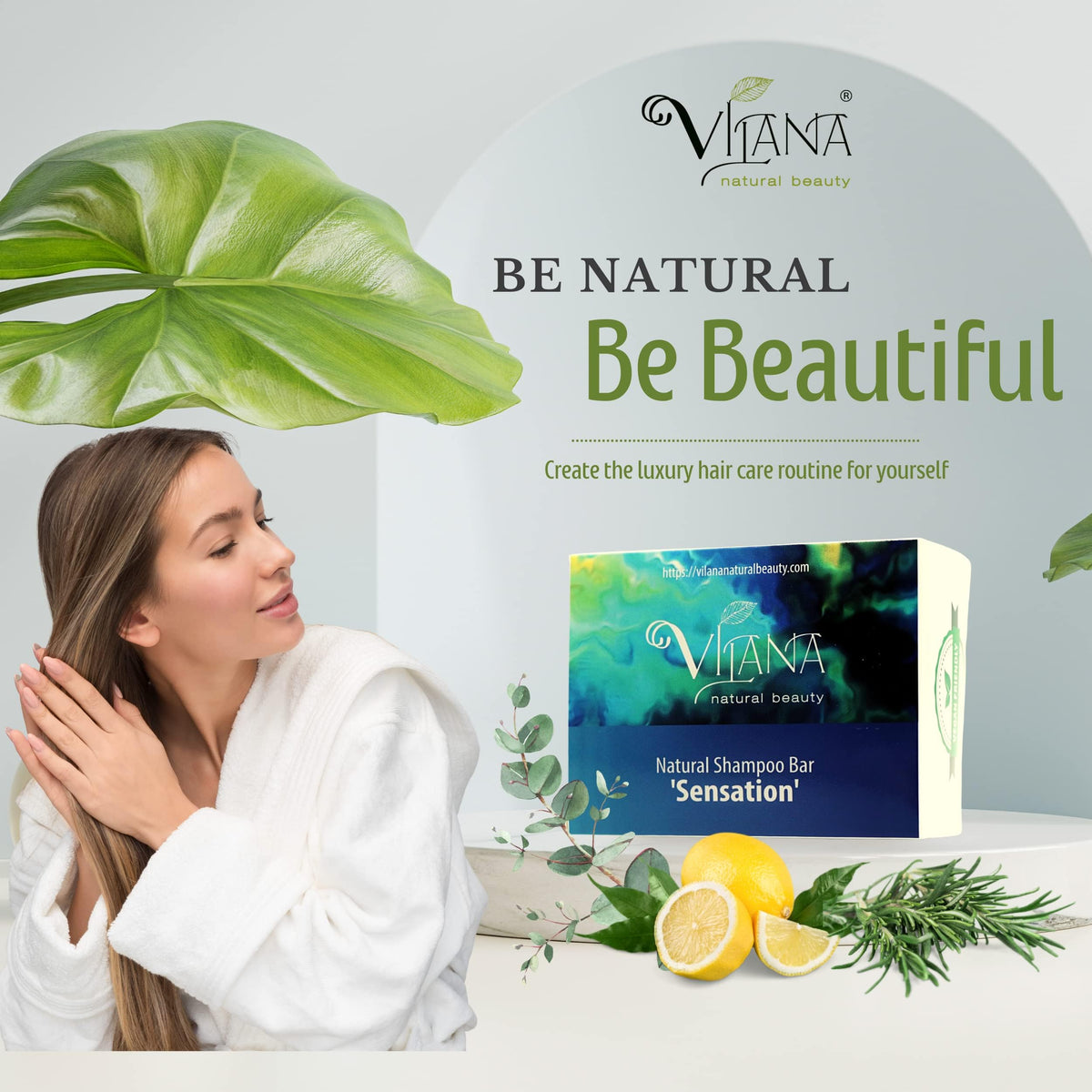 Vilana Natural Beauty Sensation Natural Shampoo Bar 2x70g by Vilana | Tones the Scalp, Reduces Hair Loss, Restores Hair Shine & Smoothness | Sulphate Free Hair Shampoo Bar – Suitable for All Hair Types & Problematic Scalp