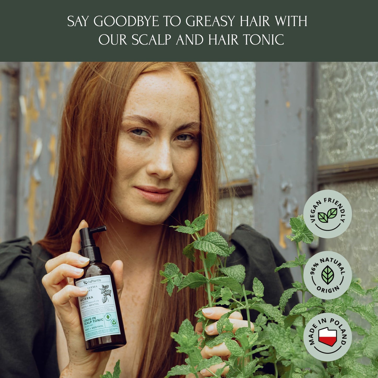 Vis Plantis Leave-in Scalp Tonic with Mint & Menthol - 150 ml Sebum Control Lotion for Oily Hair & Roots - Oily Scalp Moisturiser, Soothing & Cooling Hair Tonic - Nourishing Greasy Hair Care Treatment