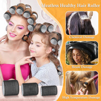 Thrilez 39PCS Hair Curlers Rollers with Clips Black Hair Roller with 3 Sizes 64mm 44mm 33mm, Jumbo Roller with 12PCS Duckbill Clips Hair Rollers for Long Medium Short Thick Fine Volume Bangs