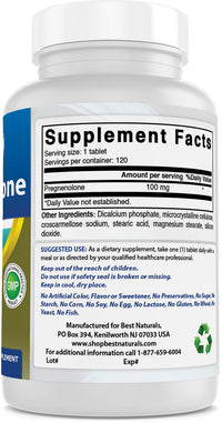 Best Naturals Pregnenolone 100 mg 120 Tablets (120 Count (Pack of 2))