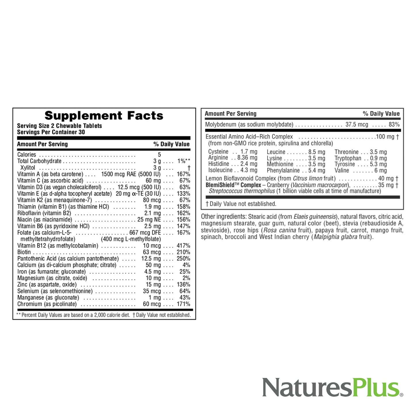 Nature's Plus NaturesPlus Power Teen for Him - Tasty Plant Based Chewable Multi Vitamins and Minerals for Teen Boys - Vegan, Gluten Free - 60 Wild Berry Flavour Tablets