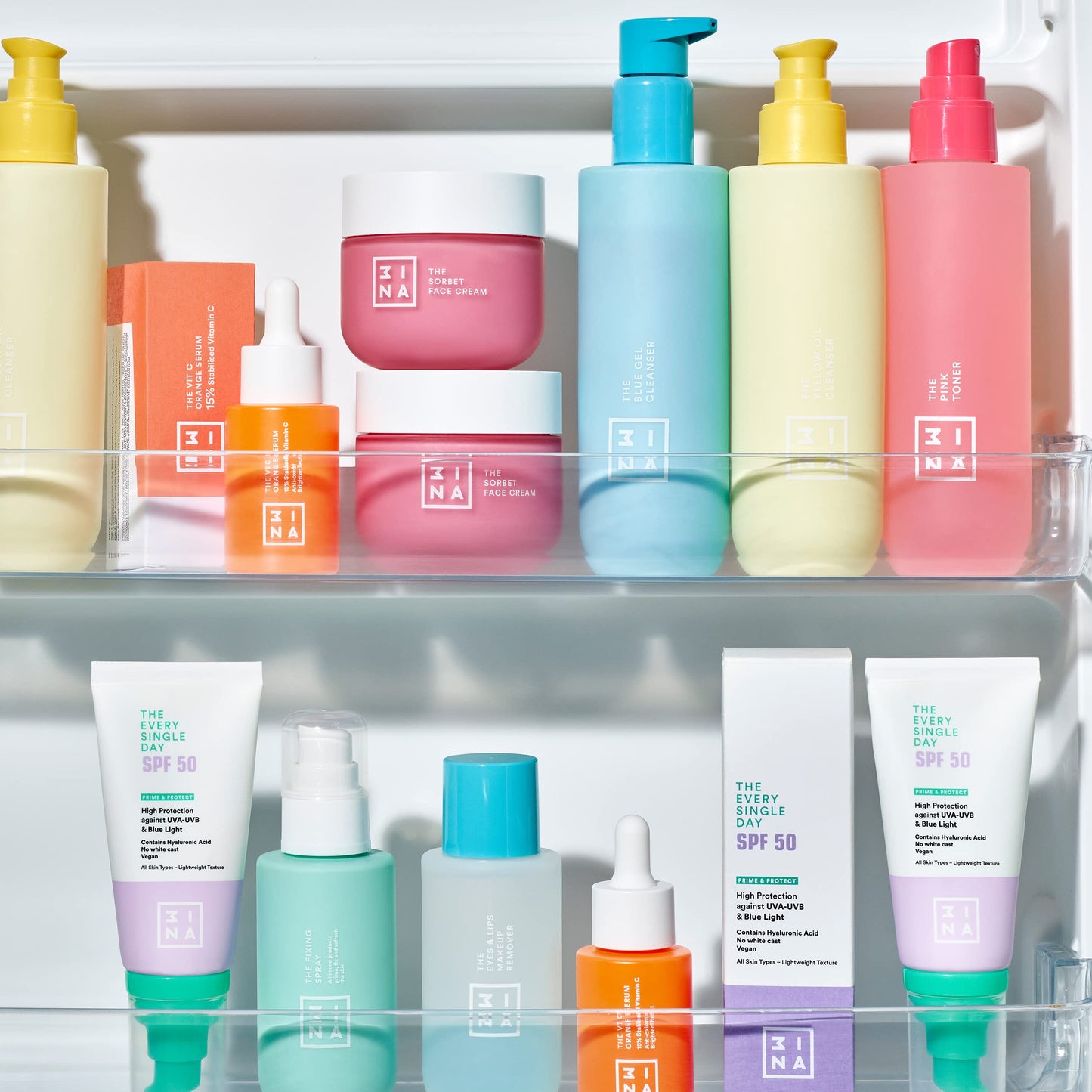 3INA MAKEUP - The Sorbet Face Cream - Moisturising Cream with Niacinamide - Face Cream Smoothing with Olive Oil & Sweet Almond Oil - Day and Night Face Cream for All Skin Types - Vegan - Cruelty Free