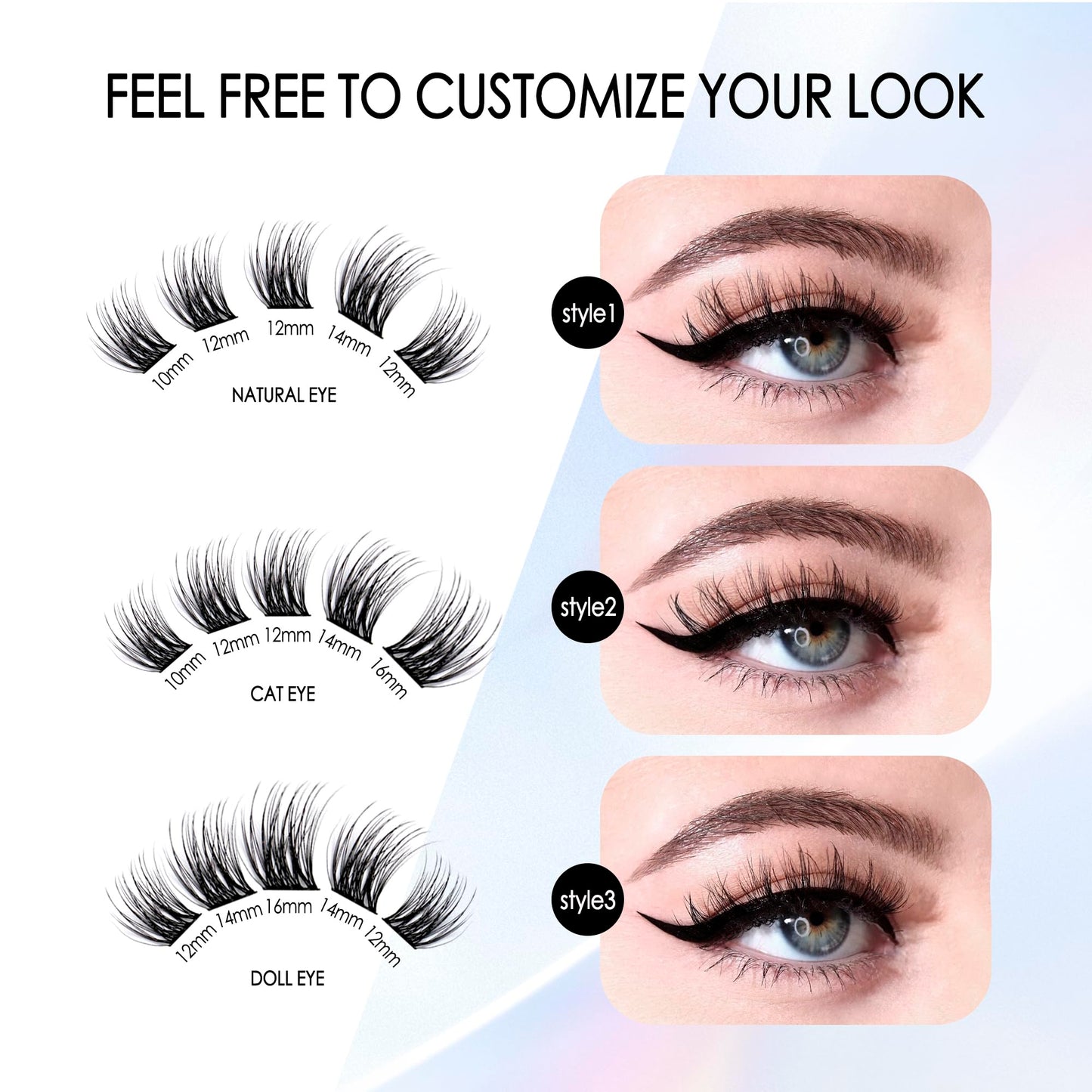 PURELEOR Lash Clusters 60 PCS Cluster Lashes Individual Lashes Extensions 10-16mm DIY Eyeashes Extensions Volume Wispy Soft False Eyeashes