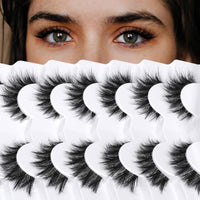 Himirell False Eyelashes 6D Lightweight Natural Comfortable 7-14 mm Demi Wispy Cat Eye Lashes Clear Band Daily Eyelashes Strips Fluffy Soft Fake Eyelashes Packs