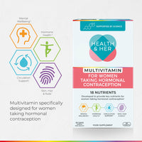 Health and Her Health & Her Multivitamin Supplement for Women Taking Hormonal Contraception - Nutrition Support for Women & Teen Girls on The Pill - 2 Month Supply, 120 Tablets - Vegetarian & Gluten Free