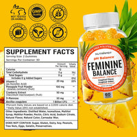 Feminine Balance Probiotics Gummies for Women - Vaginal Health & Women's pH Balance Natural Gummy Supplement with Cranberry Pineapple Powder - Sugar Free Gluten Free Vegan