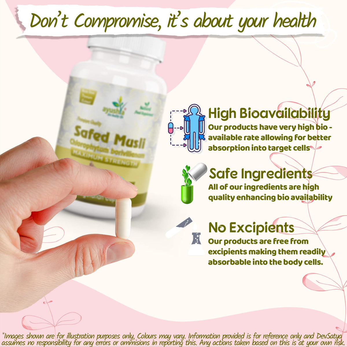 Ayushya Safed Musli Capsule , 60 Capsules, Natural