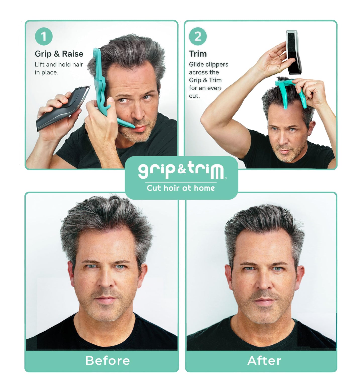 Cut Your Own and Other's Hair at Home the Easy Way | DIY Haircut Tool for Everyone | Use with Your Hair Clippers for Clean, Even Trims Every Time with Grip and Trim.