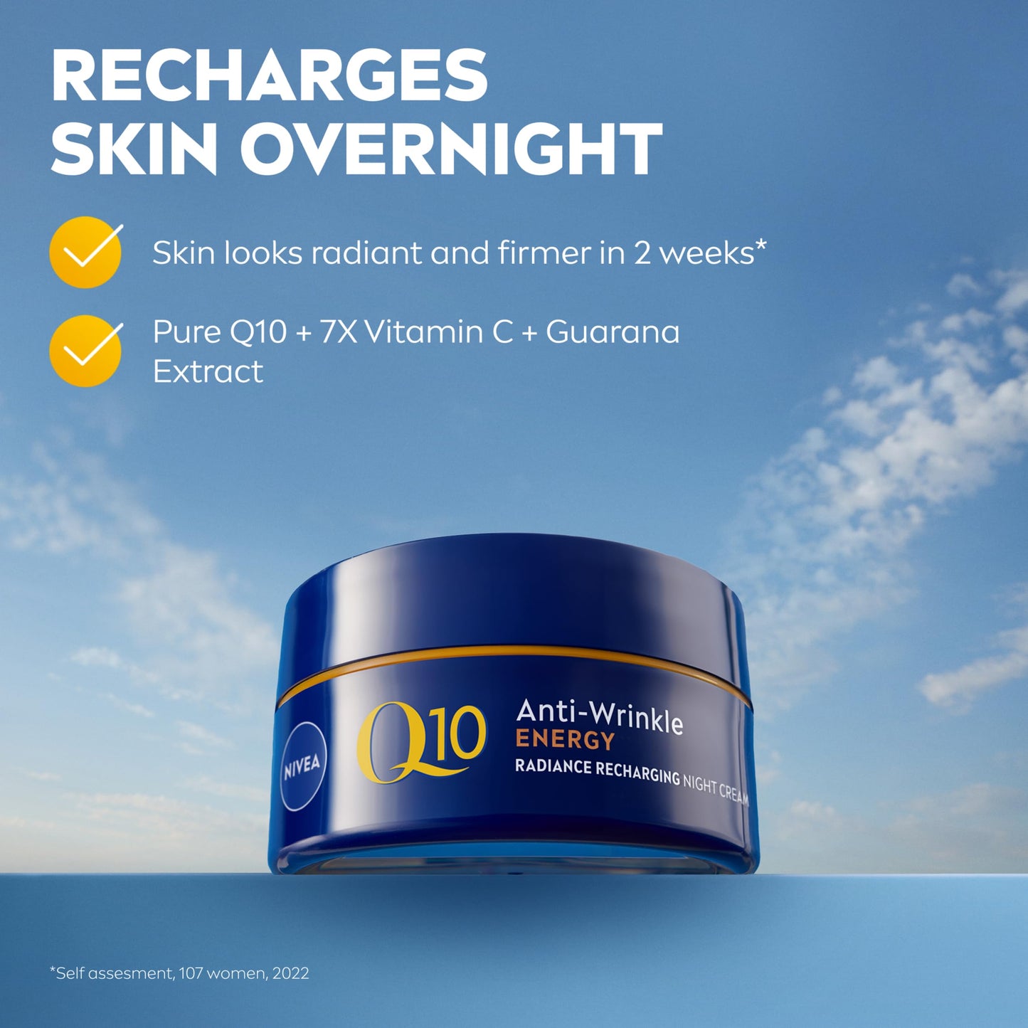 NIVEA Q10 Anti-Wrinkle Energy Radiance Boost Night Cream, Rich Night Cream with Vitamin C, 50ml, Packaging may vary