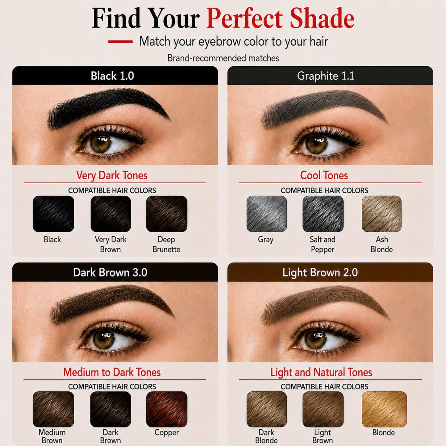 REVERS COSMETICS Eyebrow Dye Kit Dark Brown Ammonia Free, Brow Tint with Argan Oil and Castor Oil, Salon Quality, Natural Result, Lasts Up to 4 Weeks, Up to 15 Applications