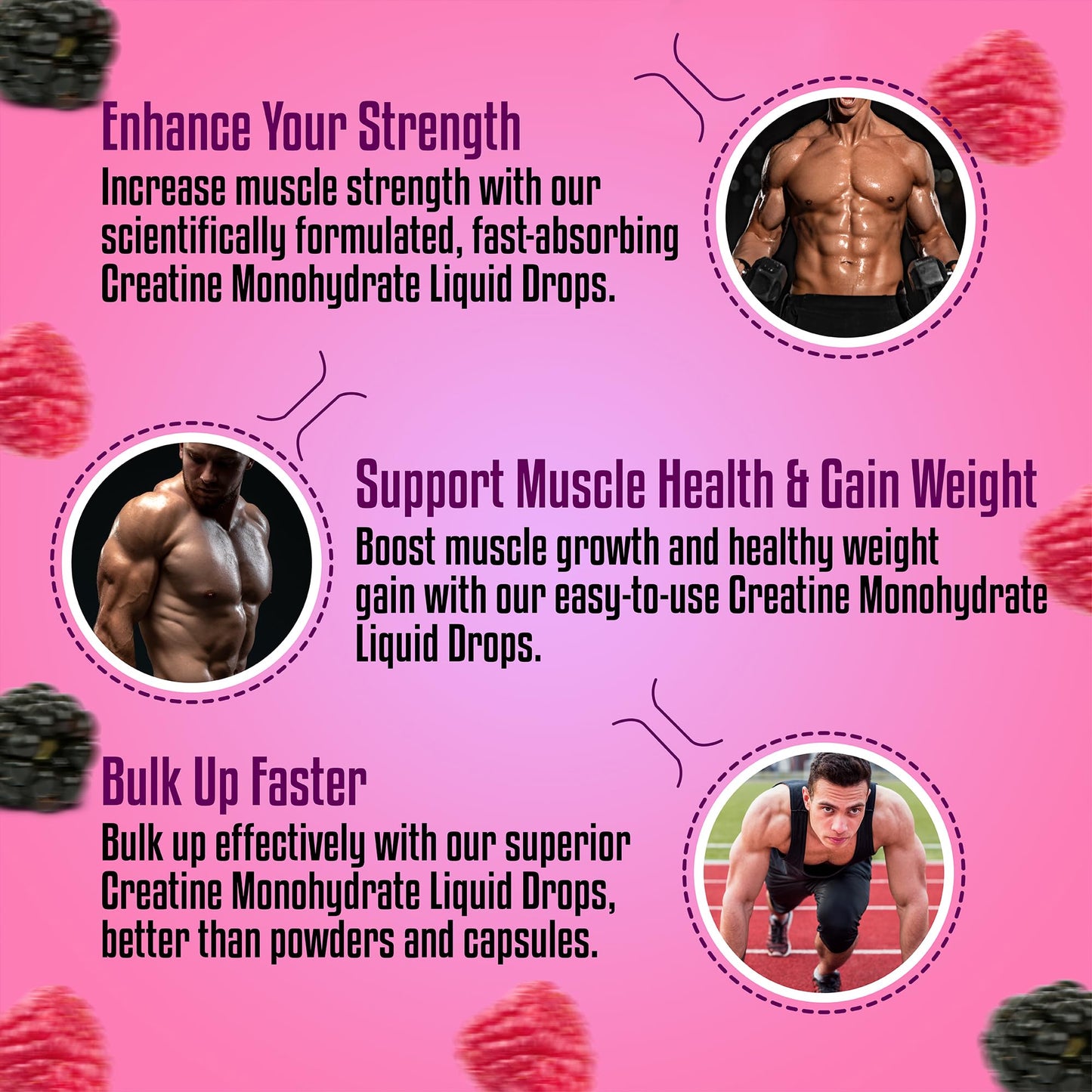Supa-Supps Creatine Monohydrate Liquid Drops - 60ML | Potent Creatine for Muscle Growth | Easy-to-Use Berry Blast Flavour | Creatine Monohydrate Powder Alternative | Maximum Gym Performance | Enhanced Absorption