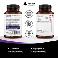 NEW LEAF PRODUCTS L-Tyrosine Supplement 1100mg - Free Form Amino Acid - 120 Vegan Capsules - Fermented High Strength L Tyrosine Supplement - No Artificial Preservatives