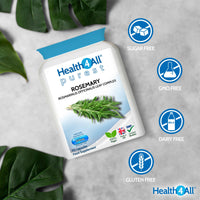 Health4All Rosemary 500mg 90 Capsules 3 Months Supply, Pure Natural Nootropic Supplement for Memory, Focus & Learning, High Strength Rosmarinus Officinalis Capsules (not Tablets nor Oil) | Made in UK