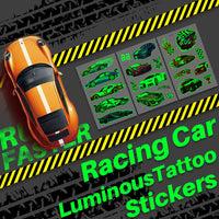 Deen Luminous Racing Car Kids Tattoos, 12 Sheets Glow In The Dark Temporary Tattoos for Boys, Birthday Party Favours
