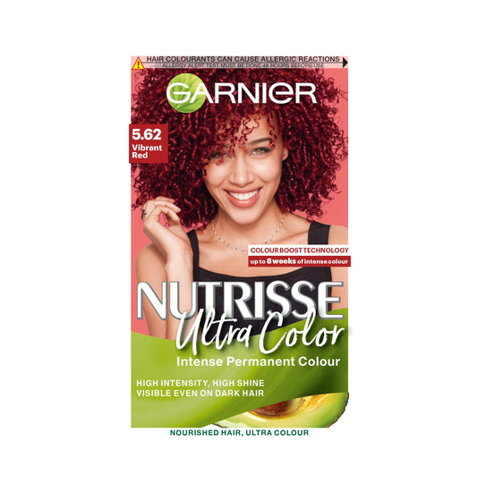 Garnier Nutrisse Ultra Color, Permanent Hair Dye, Intense Colour, For All Hair Types, 5.62 Vibrant Red