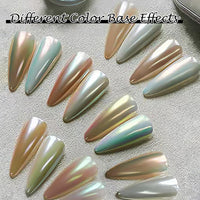 Upgrade Glassy Pearl Nail Powder - GJNL High Gloss White Pearlescent Chrome Powder, Glazed Donut Clear Moonlight Effect Iridescent Powder for Nails