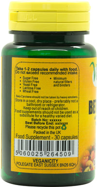 Veganicity Beta Carotene 15mg : Vitamin A Supplement : 30 Capsules