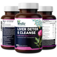 Vedic Essentials Vedic Advanced Liver Cleanse & Detox | High Strength Liver Support Capsules | 13 Essential Natural Ingredients for Healthy Liver Function | Vegan, UK Made, Premium Supplement