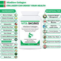 VitaGlow Collagen - Anti-Ageing Tablets with Biotin for Beautiful & Youthful, Glowing Skin, Hair, Nails, Strong Bones & Connective Tissues with Vitamin C & B3 (Contains Marine Collagen)