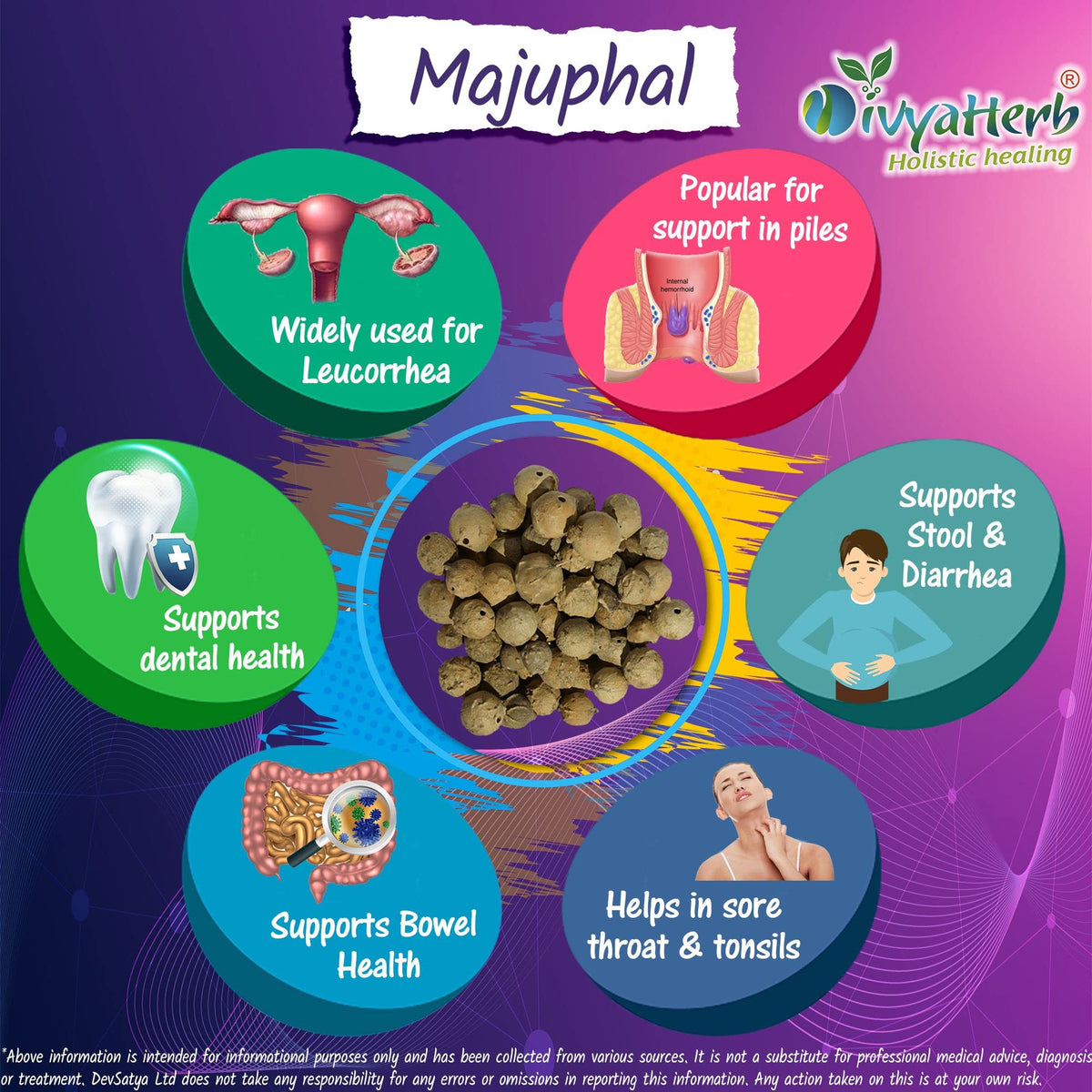 DivyaHerb Majuphal (Katalu Mayu) Powder, Natural, 100 grm (Pack of 1)
