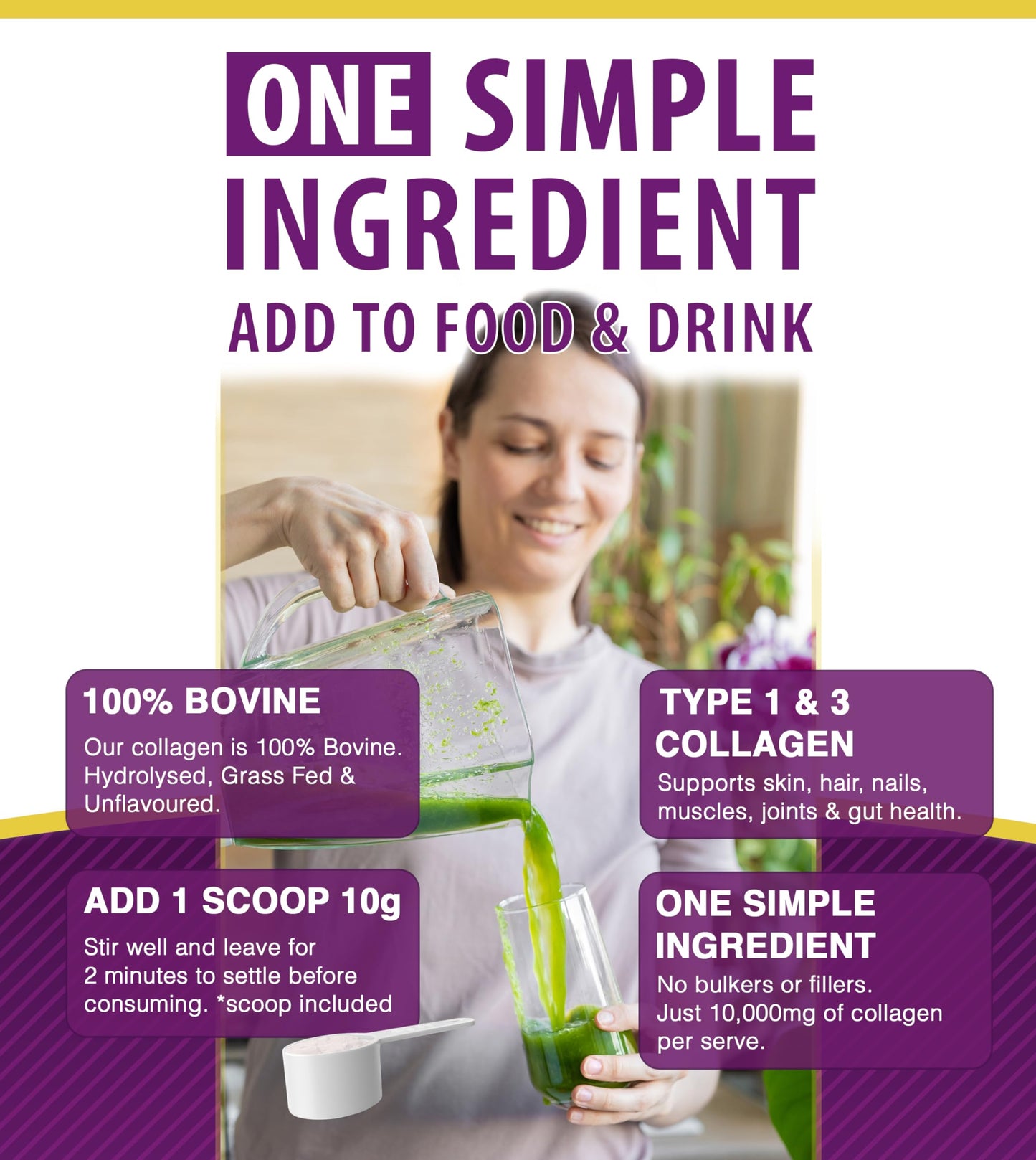 ONYX INGREDIENTS 101 Premium Collagen Powder 300g Hydrolysed Bovine Collagen Peptides Powder - Halal Certified - Healthy Skin, Hair & Joints - Collagen Supplements for Women & Men (30 Days Serving 300g)