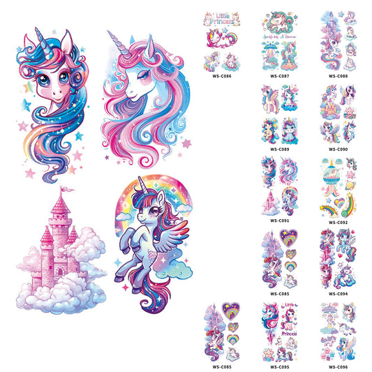 AmiCera Glitter Tattoos for Kids, 12 Sheets Temporary Tattoos for Kids Girls Boys, Fake Tattoo for Unicorn Birthday Party Bag Fillers, Face Body Sticker Party Decor Gifts Supplies, Safe & Long Lasting