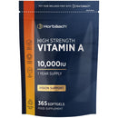 Horbäach Vitamin A Supplement 10,000iu | 365 Count (1 Year Supply) | High Strength Vitamin A 3000ug as Retinyl Palmitate | Tablet Alternative for Adults | by Horbaach