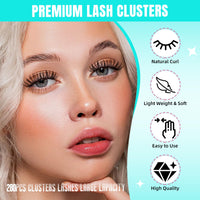AMZGIRL LASH Lash Clusters Wispy 280PCS Eyelash Extension 50D Cluster Lashes Individual Lashes DIY Lash Extension Natural Look Cluster Eyelash Extensions Soft False Eyelashes at Home for Beginners(12mm)
